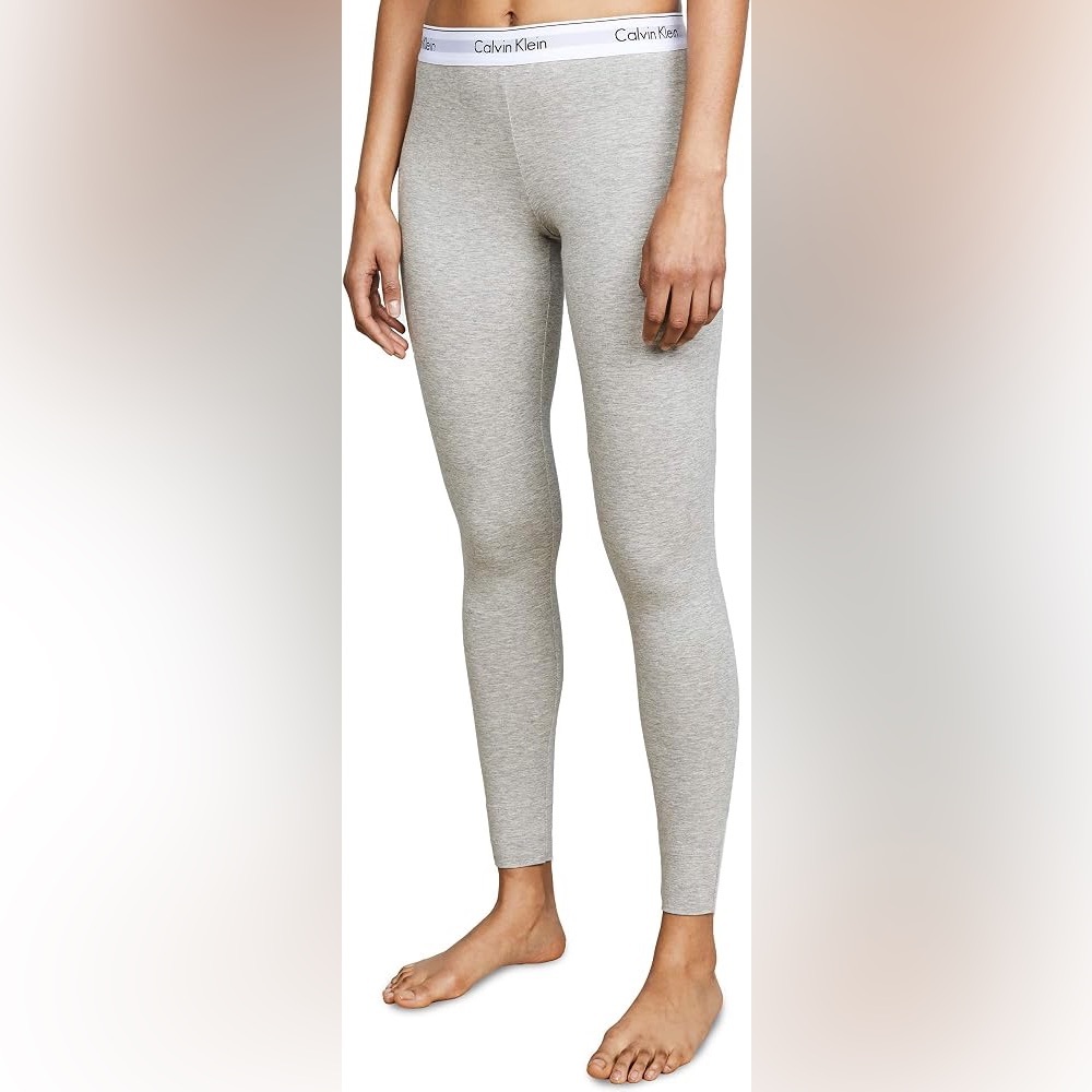 Calvin Klein Women's Modern Cotton Legging Gray Mid-Rise Tights Medium - Picture 2 of 2